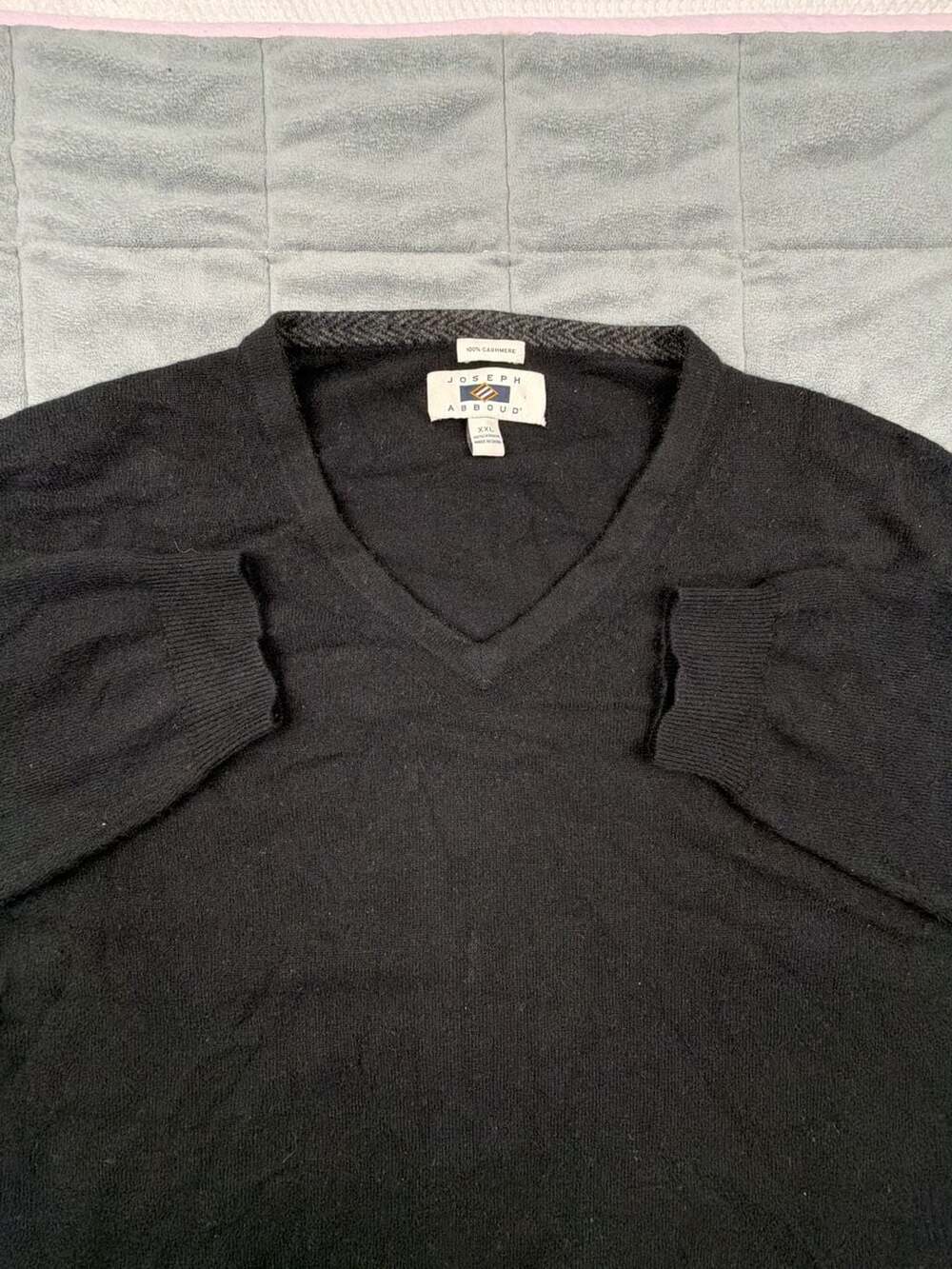 Joseph Abboud Men's Black 100% Cashmere V-Neck Sweater Size XXL